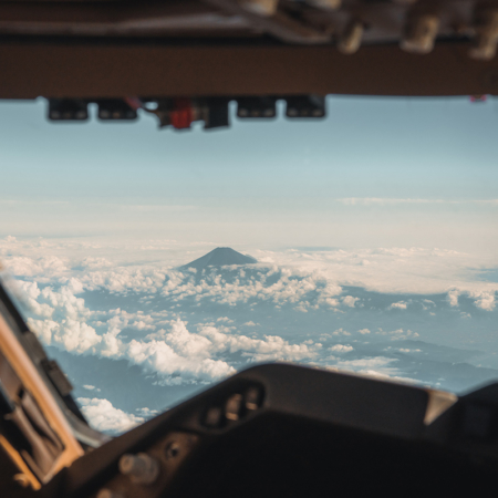 Cockpit view with Mr. Fuji